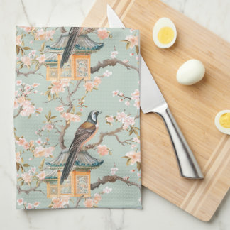 Pastel Oriental Bird and Fruit Blommars Kökshandduk