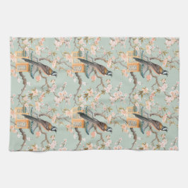 Pastel Oriental Bird and Fruit Blommars Kökshandduk