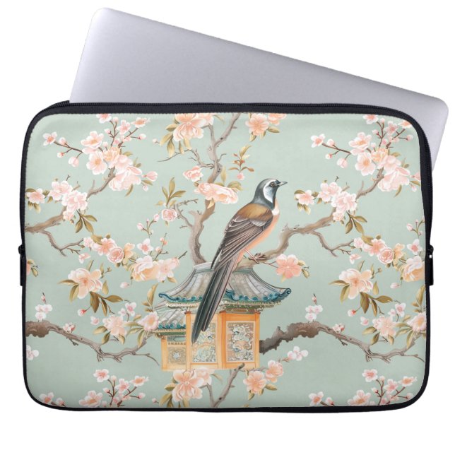 Pastel Oriental Bird and Fruit Blommars Laptop Fodral (Framsidan)