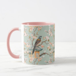 Pastel Oriental Bird and Fruit Blommars Mugg