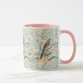 Pastel Oriental Bird and Fruit Blommars Mugg