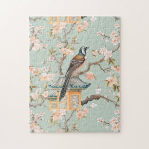 Pastel Oriental Bird and Fruit Blommars Pussel