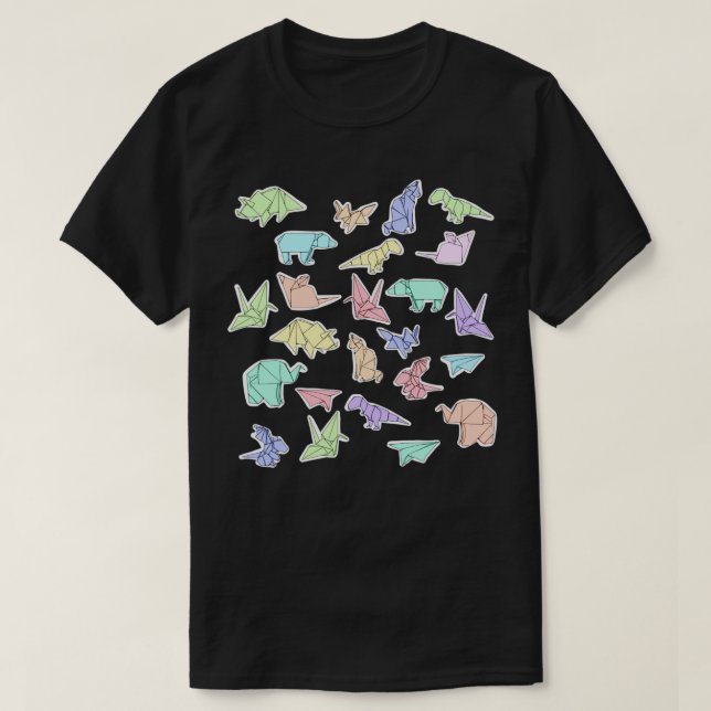 Pastel Origami Animals T Shirt (Design framsida)