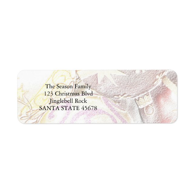 Pastel Ornaments jul Returadress Etikett (Framsidan)