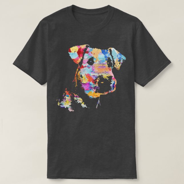 Pastel Paint Airedale Terrier Porträtt T Shirt (Design framsida)