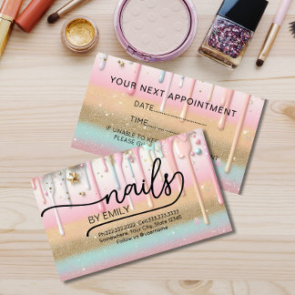 Pastel Paint-droppspiksalong, Manicurist Tidsbeställning Kort