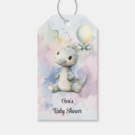 Pastel Paint Stänk Adsible Dinosaur Baby Shower Presentetikett