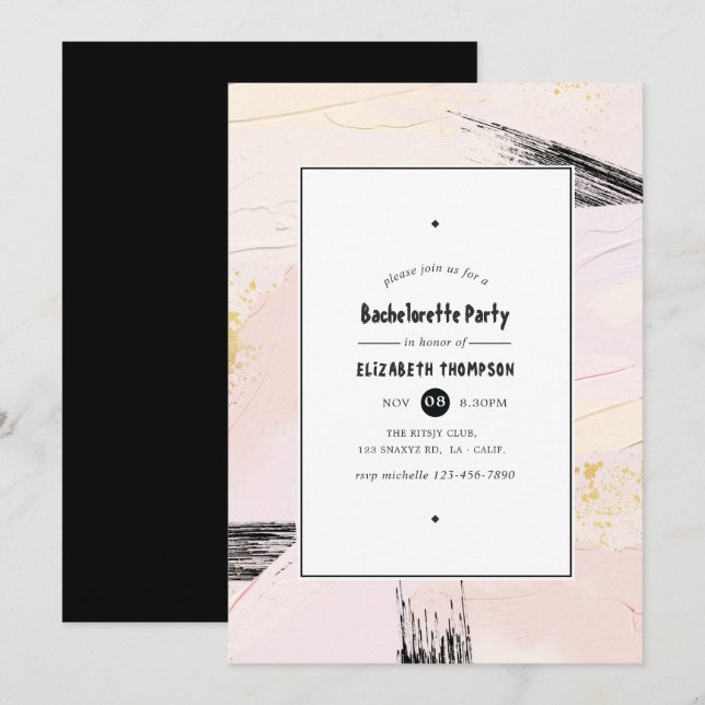 Pastel Paint Stänk Bachelorette Party Inbjudningar (Fram/baksida)