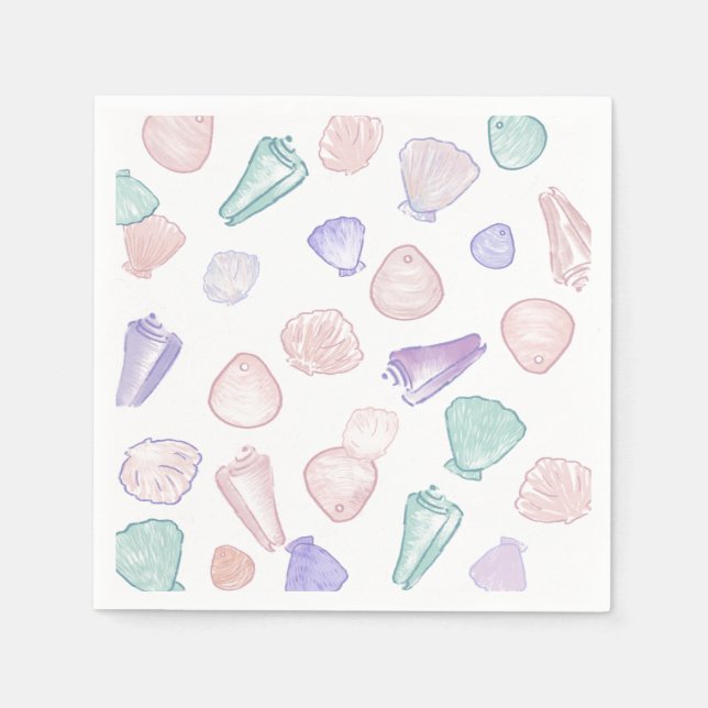 Pastel Painterly Seashell under Sea Party Pappersservett (Framsidan)