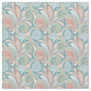 Pastel Paisley Blommigt Ljus rosa och blå Tyg