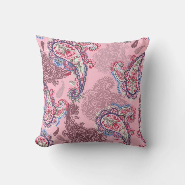 Pastel paisley, traditionell etnisk, sömlös patron kudde (Framsida)
