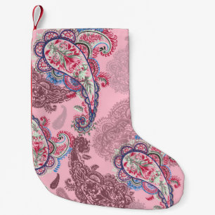 Pastel paisley, traditionell etnisk, sömlös patron liten julstrumpa