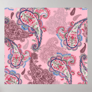 Pastel paisley, traditionell etnisk, sömlös patron poster