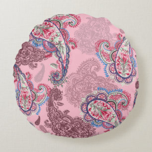 Pastel paisley, traditionell etnisk, sömlös patron rund kudde