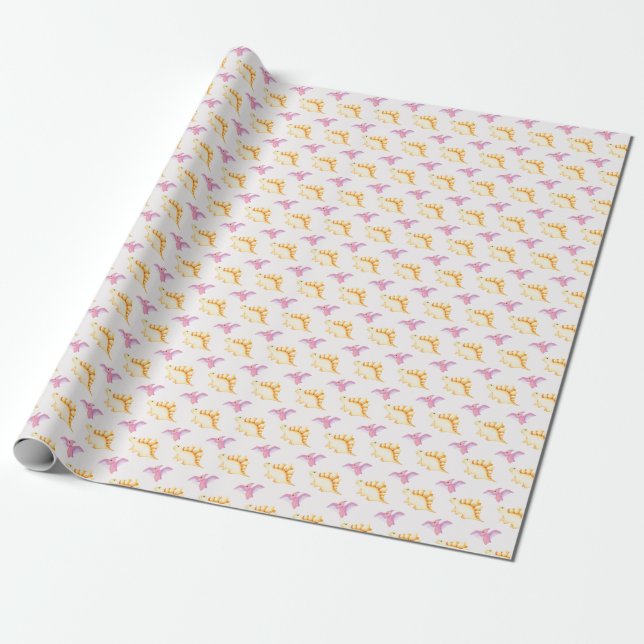 Pastel Paked Baby Dinosaurs Presentpapper (Utrullad)