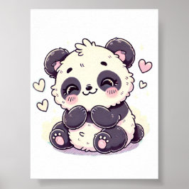 Pastel Panda Design, Soft Färg Panda Art Poster