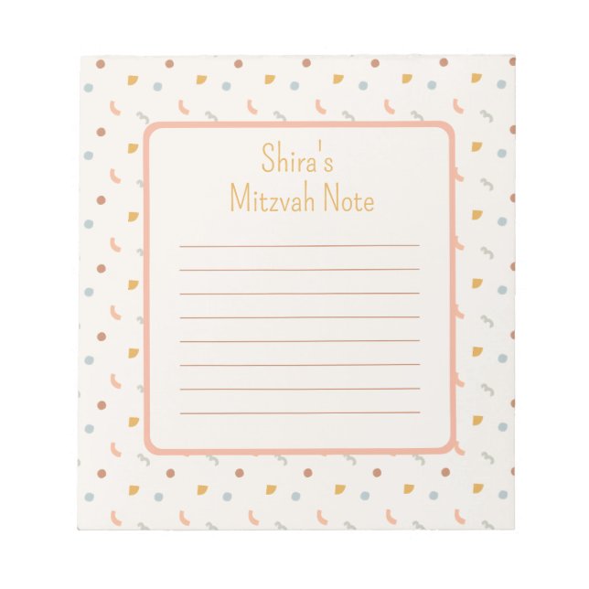 Pastel party Mitzvah Note Anteckningsblock (Framsida)