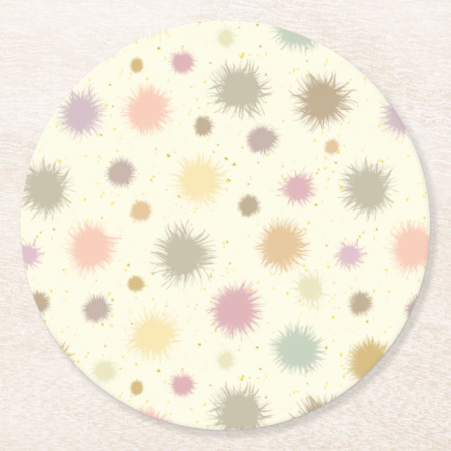 Pastel Party Pollen - sömlös mönster. Underlägg Papper Rund (Framsidan)