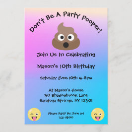 Pastel Party Pooper Emoji Birthday Inbjudan