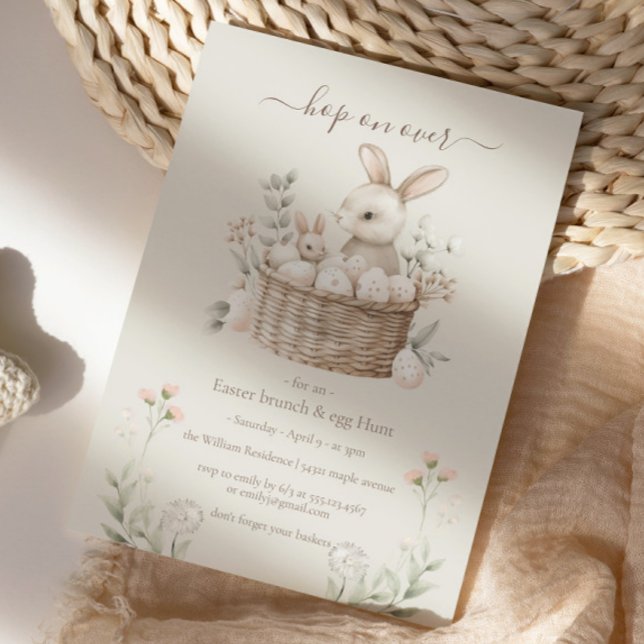 Pastel Påsk Brunch & Egg Hunt Bunny Basket Eggs Inbjudningar (Skapare uppladdad)