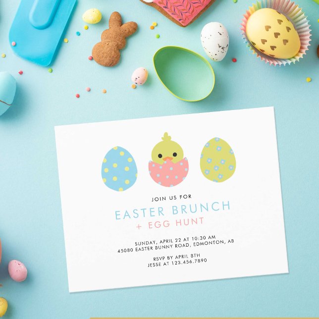 Pastel Påsk Brunch Egg Hunt Cute-inbjudan Vykort (Skapare uppladdad)