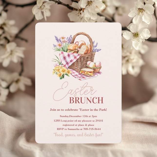 Pastel Påsk Brunch Picnic-inbjudan | BASKET & Inbjudningar (Skapare uppladdad)