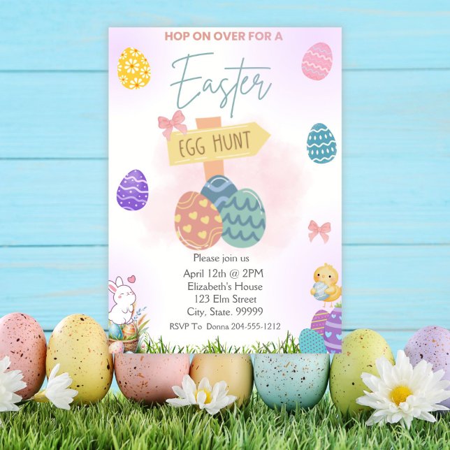 Pastel Påskägg Hunt Party-inbjudan Inbjudningar (Skapare uppladdad)