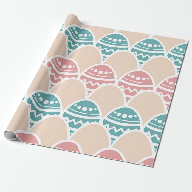 Pastel Påskägg Mönster Presentpapper (Utrullad)