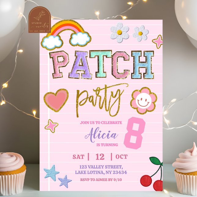 Pastel Patch Party Birthday Inbjudningar (Skapare uppladdad)