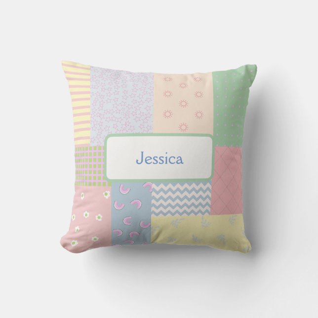 Pastel Patchwork Kudde (Framsida)