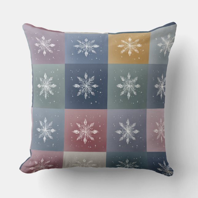 Pastel Patchwork Snowflake Floral Throw Pillow Kudde (Framsida)