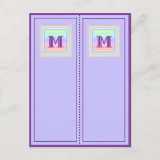 Pastel Patterned Monogram M Postcard Bokmärken Vykort