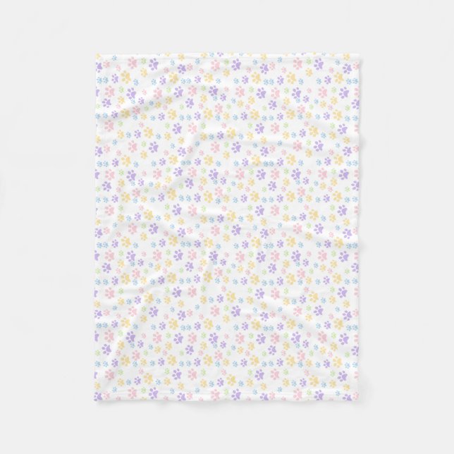 Pastel Paw Print Pattern – Whimsical Pet-Inspired  Fleecefilt (Framsidan)