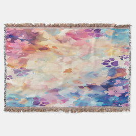 Pastel Paw Print Throw Blanket A Gentle Hug  Filt