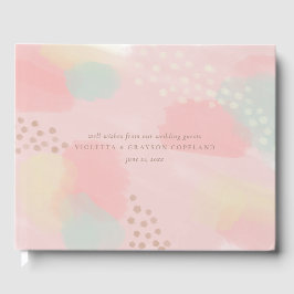 Pastel Peach Abstrakt Art Bröllop Gästböcker