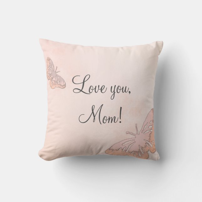 Pastel Peach Butterflies Pillow Kudde (Framsida)