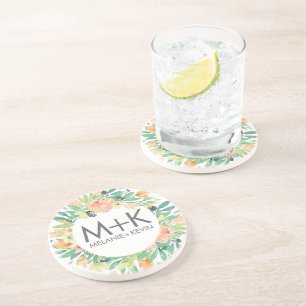 Pastel Peach Flowers Utandning Bröllop Underlägg