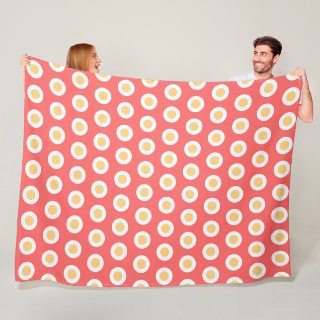 Pastel Peach Geometric White Polka dots Fleecefilt (På plats)