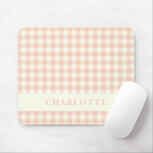 Pastel Peach Gingham Buffalo Check Play Namn Musmatta