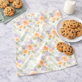 Pastel Peach Lavender Sage Floral Kitchen Towel Kökshandduk