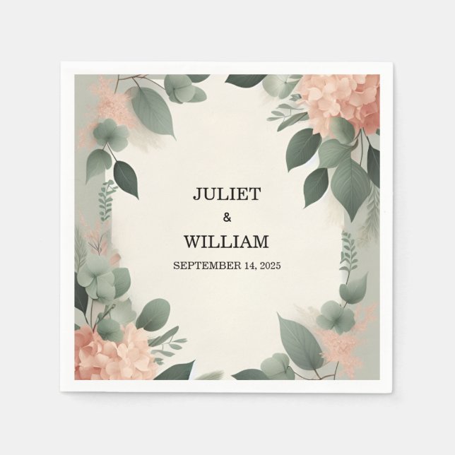  pastel Peach Mint Moss Sage Grönt Bröllop Pappersservett (Framsidan)