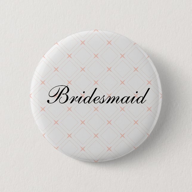 Pastel Peach och Cream Geometric Bridesmaid Knapp (Framsida)