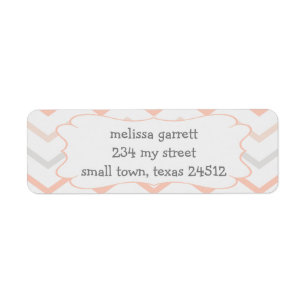Pastel Peach och Grått Zig Zag Returadress Etikett