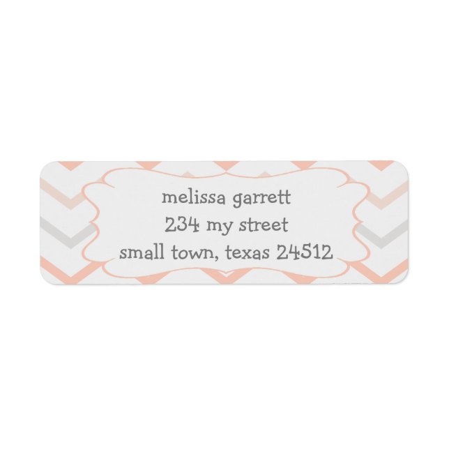 Pastel Peach och Grått Zig Zag Returadress Etikett (Framsidan)