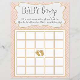 Pastel Peach och Guld Geometric Baby Bingo