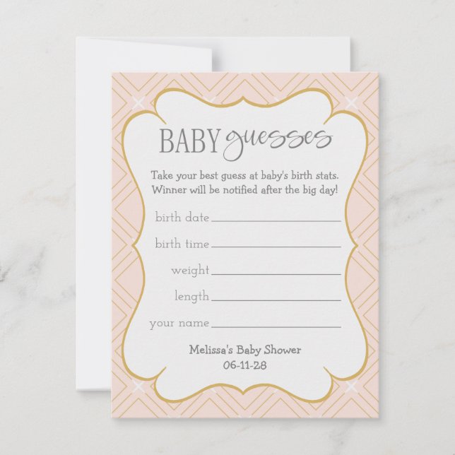 Pastel Peach och Guld Geometric Baby Guesses (Framsida)