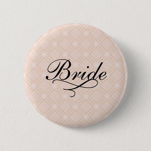 Pastel Peach och Guld Geometric Bride Knapp (Framsida)