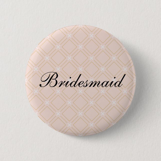 Pastel Peach och Guld Geometric Bridesmaid Knapp (Framsida)