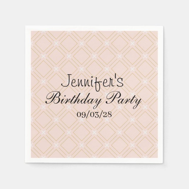 Pastel Peach och Guld Geometric Pappersservett (Framsidan)