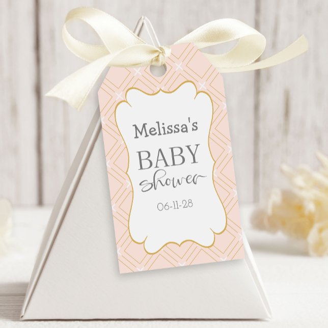 Pastel Peach och Guld Geometric Presentetikett (Skapare uppladdad)